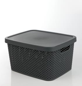  Diamond 7L Storage with Lid - Dark Grey