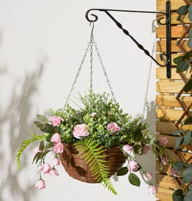 Jardin Artificial Rose Hanging Basket - Pink