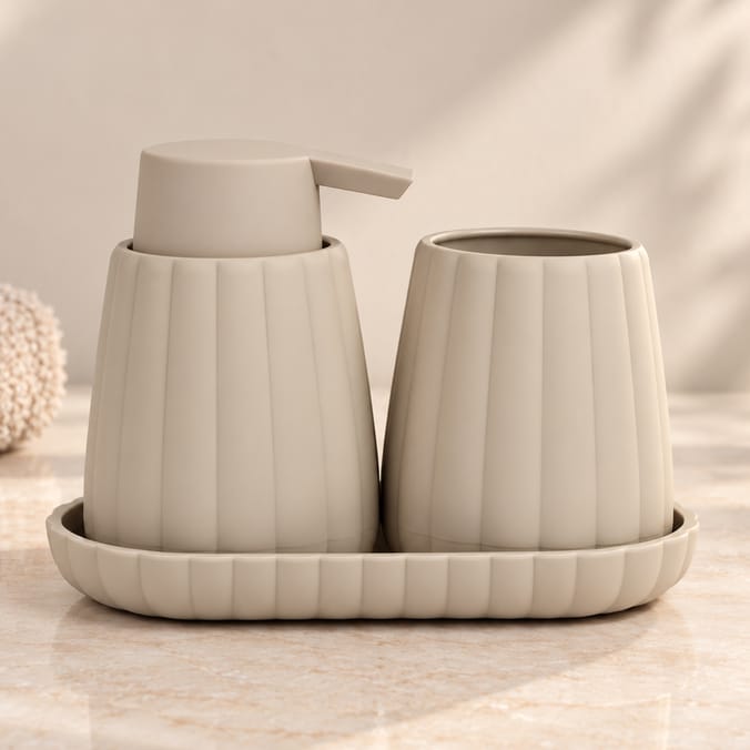 Bath Soap Dispenser, Tumbler & Tray Set