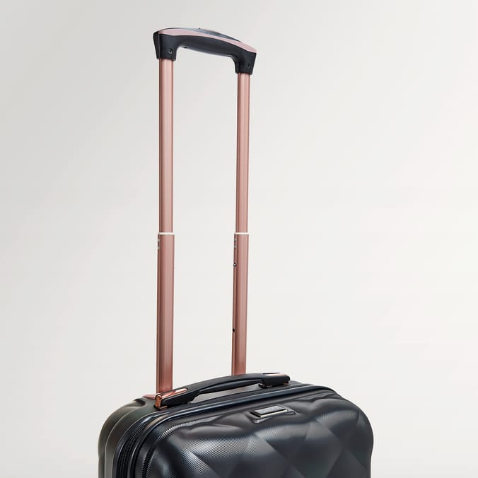 Salisburys Embossed Quilted Shell Suitcase - Black