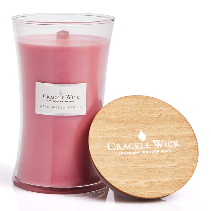 Crackle Wick Tall Hourglass Crackling Wooden Wick Scented Candle - Watermelon Breeze