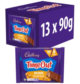 Cadbury Timeout 6-pack Orange Chocolate WaferBiscuit Bars Multipack 108g
