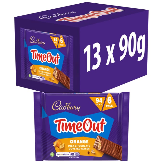 Cadbury Timeout 6-pack Orange Chocolate WaferBiscuit Bars Multipack 108g
