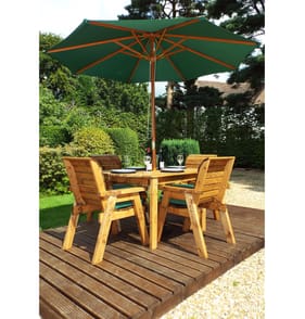 Charles Taylor 4 Seat Rectangular Table Set with Parasol - Green HB12G