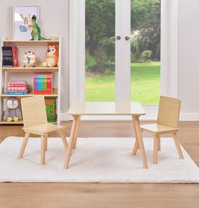 Liberty House Toys Kids Natural Wood Table And Two Chairs Set