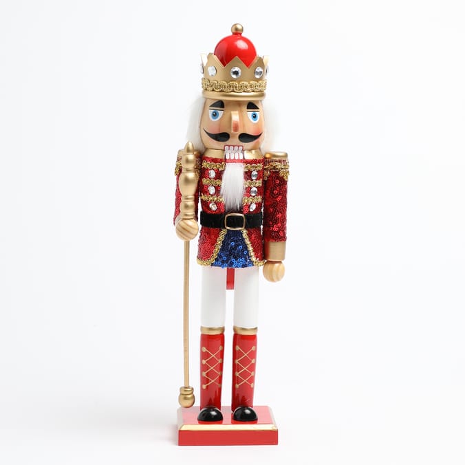Festive Feeling 38cm Glitter Nutcracker Home Bargains