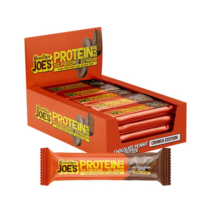 Mountain Joes's Chocolate Peanut Butter Protein Bar Crunch Edition 50g x12