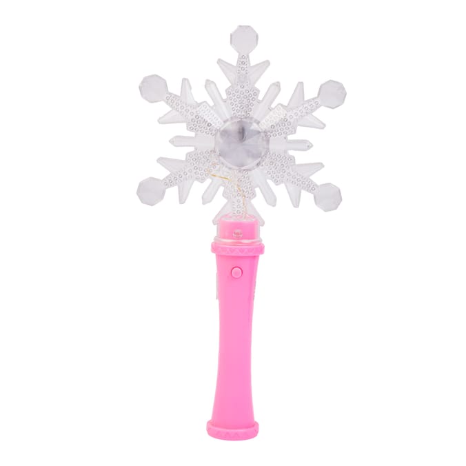 Let's Play Flashing LED Snowflake Wand - Pink