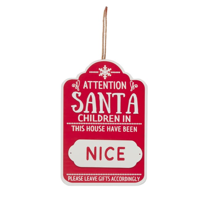 Sleigh Bells Naughty Or Nice Tree Plaque