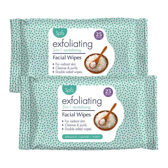 Spa Exfoliating Facial Wipes 25s x2