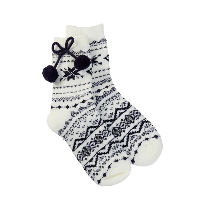 Festive Fun Ladies Pom Pom Socks
