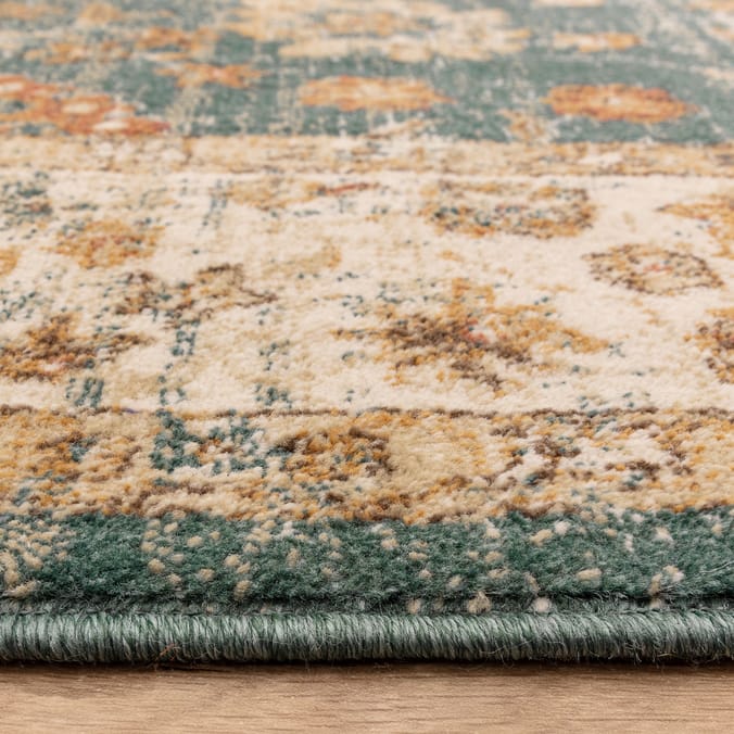 Asiatic Raja Border Runner RA02 - Teal/Cream