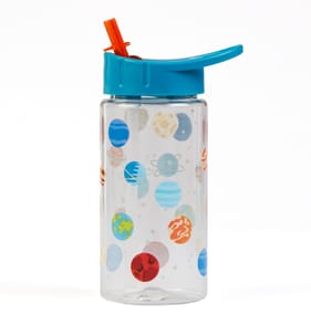 Back To School Bottle With Straw 400ml - Blue (Space)