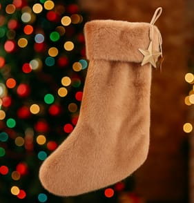Winter Luxe Faux Fur Stocking - Caramel