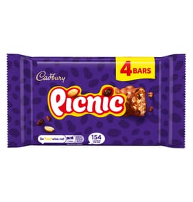Cadbury Picnic Chocolate Bar 4 Pack Multipack 128g