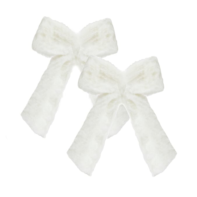  Festive Feeling Gem Bow - Furry White x2