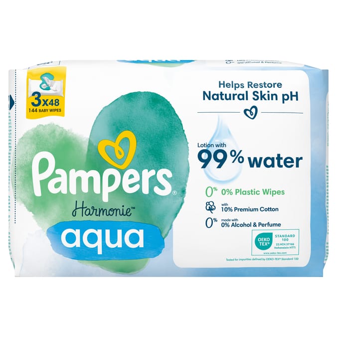 Pampers Harmonie Aqua Baby Wipes 3 Pack