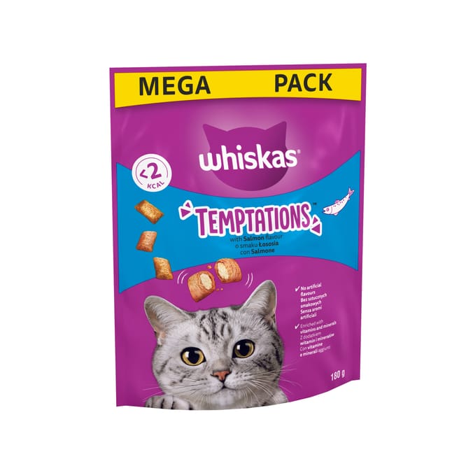 Whiskas Temptations Adult Cat Treats 180g - with Salmon Flavour