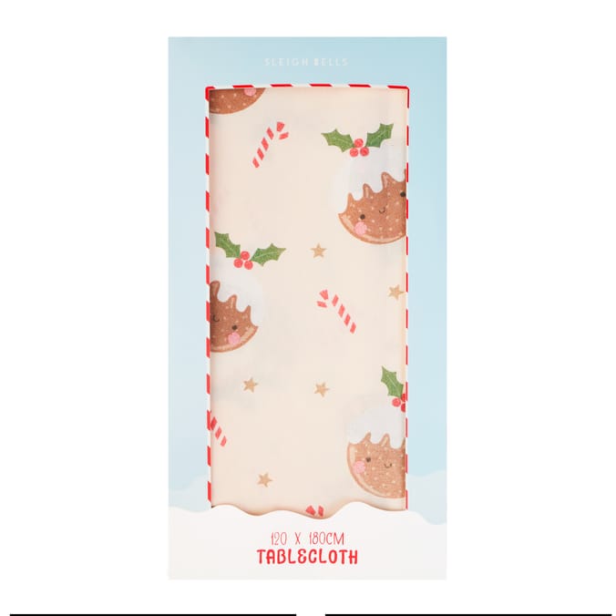 Sleigh Bells Christmas Pudding Table Cloth