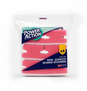 Power Action Hand Grip Non-Scratch Sponge Scourer 6 Pack