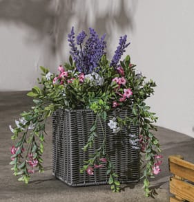 Jardin Artificial Flower In Rattan Planter - Pink