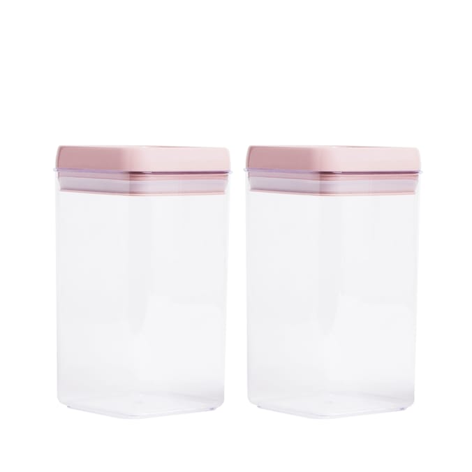 Kitchen Solutions 2 Square Lock Storage Containers 2.3l - Pink