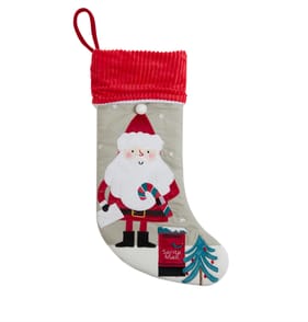 Sleigh Bells Santa Stocking - Grey