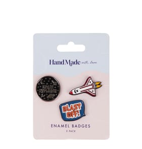 Hand Made With Love Enamel Badges - Space