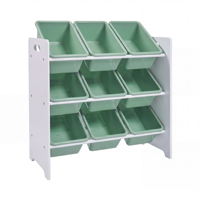 Liberty House Toys Two Tone Bed & 9 Bin Storage Set - White & Green