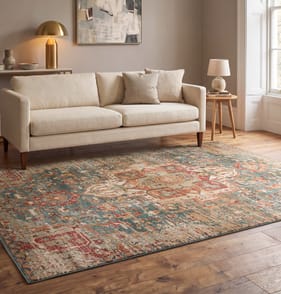 Asiatic Raja Medallion Runner  RA09 -Teal/Multi