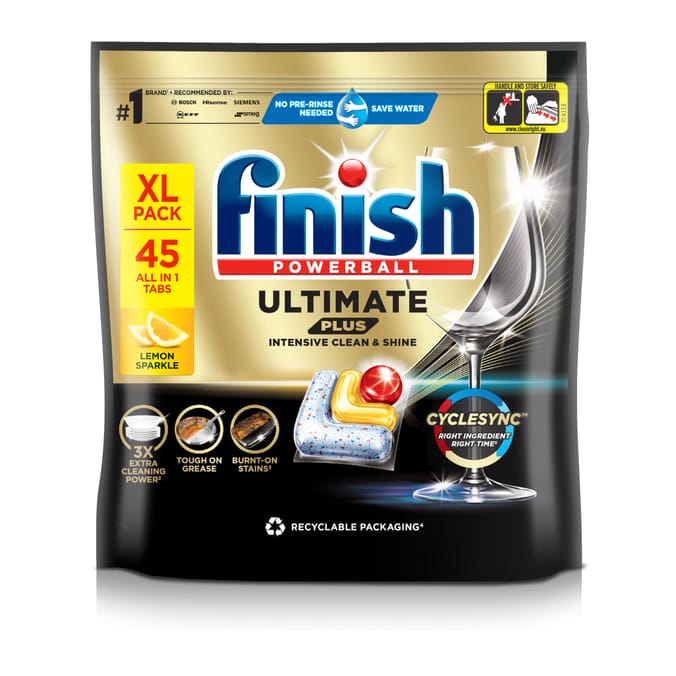Finish Ultimate Plus Intensive Clean & Shine Dishwasher Tablets Lemon 45 Tabs