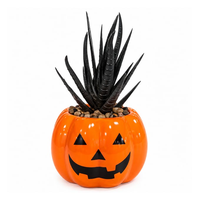 Mini Artificial Halloween Plant - Pumpkin