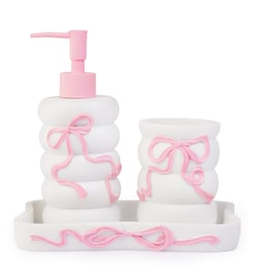 Bath Bow Bathroom Soap Dispenser, Tumbler & Tray