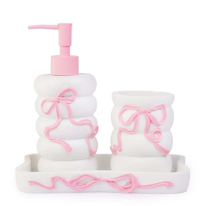Bath Bow Bathroom Soap Dispenser, Tumbler & Tray