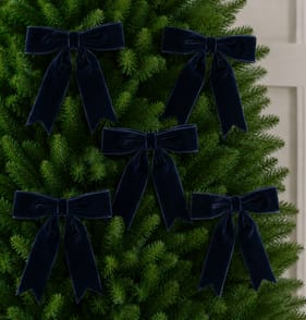 Frosted Spirit Velvet Bow 5 Pack - Navy