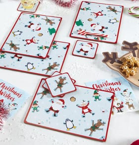 Home Collections Set Of 4 Placemats & Coasters - Santa