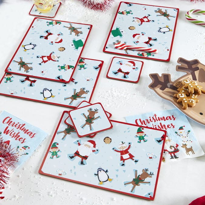 Home Collections Set Of 4 Placemats & Coasters Santa Home Bargains