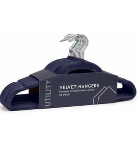 Utility 25 Non-Slip Velvet Hangers - Navy