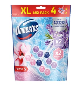 Domestos Power 5 Rim Blocks XL Mix 4 Pack - Lavender & Magnolia