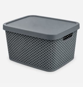  Diamond 7L Storage with Lid - Dark Grey
