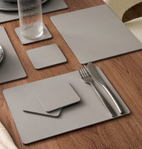 Home Collections Cork Back Place Mats And Coaster Set 8 Pack - Grey