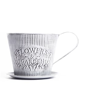 The Outdoor Living Collection Cup & Saucer Planter - Grey