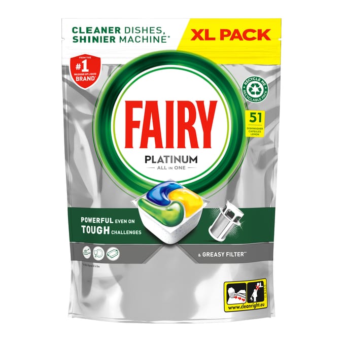 Fairy Platinum All In One Dishwasher Tablets 51s - Lemon