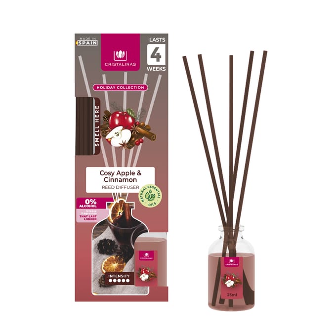 Cristalinas Reed Diffuser 25ml - Cosy Apple & Cinnamon  