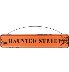 Hallow Scream Sign Metal Plaque - Haunted Street