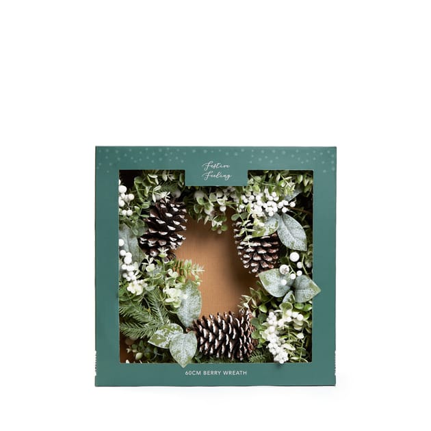 Festive Feeling 60cm Berry Wreath Home Bargains