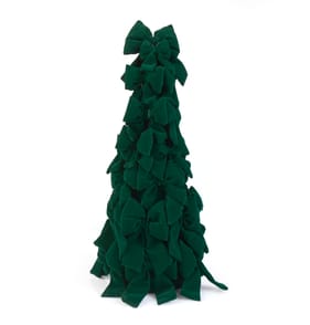 Winter Charm Velvet Bow Tree Cone - Green