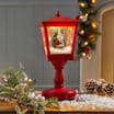 Festive Felling Snowing Musical Lampost - Santa & Teddy