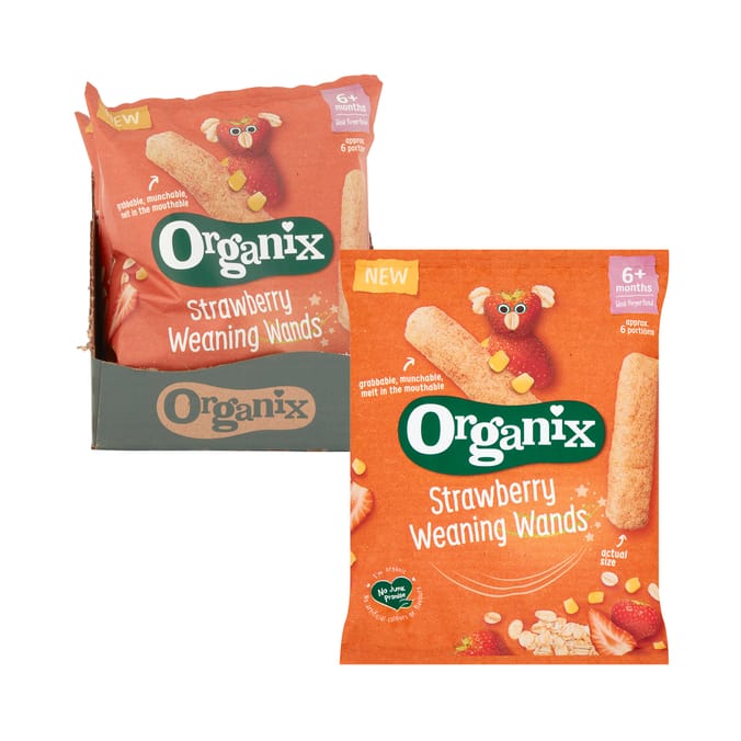 Organix Strawberry Weaning Wands 6+ Months 25g x5