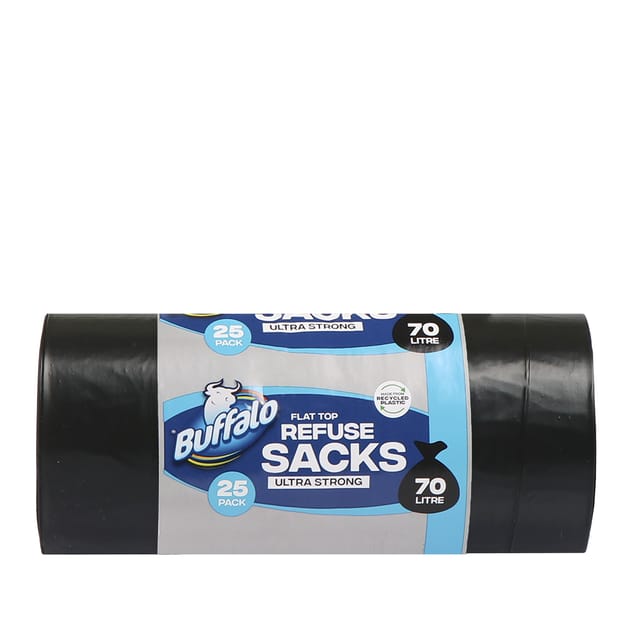 Buffalo Flat Top Ultra Strong Refuse Sacks 70l 25 Pack Home Bargains